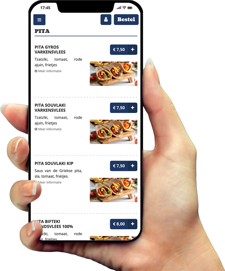 Voorbeeld van onze app op smartphone Voorbeeld van onze app op smartphone